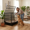 48 Inch Heavy Duty Indestructible Dog Crate with Wheels - Metal