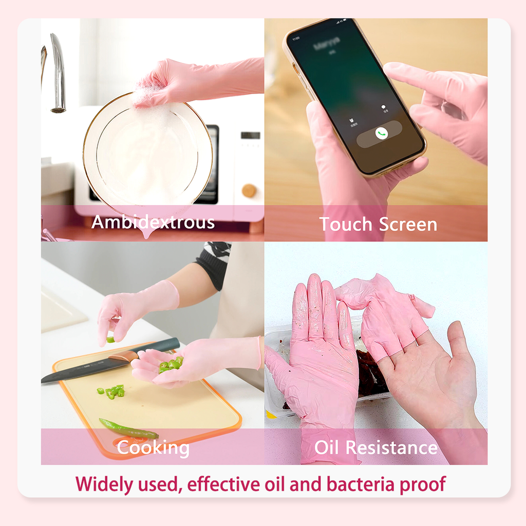 4mil Black and 3.5mil Pink Disposable Exam Nitrile Gloves — 1,000pcs per Case