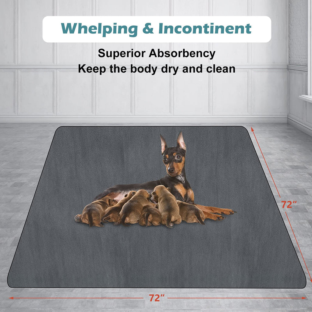 Washable Dog Pee Pad, 72 x 72 in, Reusable, Non-Slip, Extra Large