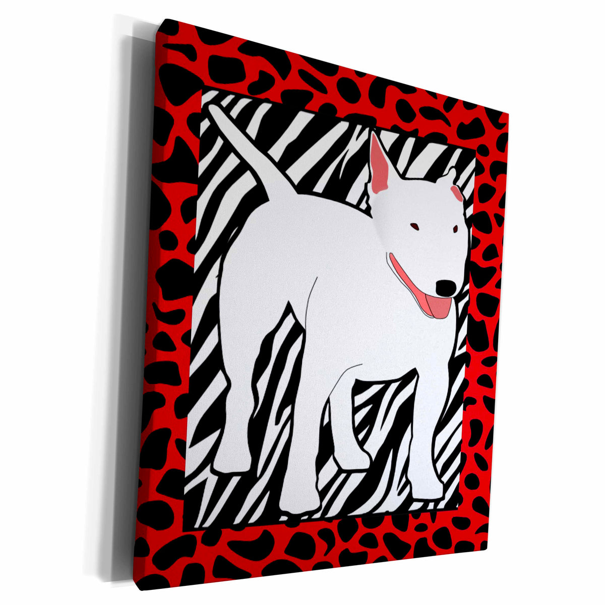 3dRose Florene Décor II - Bull Terrier On Zebra - Museum Grade Canvas Wrap (cw_46603)