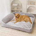 Cozy Bolster Pet Sofa Bed – Non-Slip Winter Warm Dog & Cat Kennel with Removable Washable Cover, Striped (Gray & Brown, M–3XL)