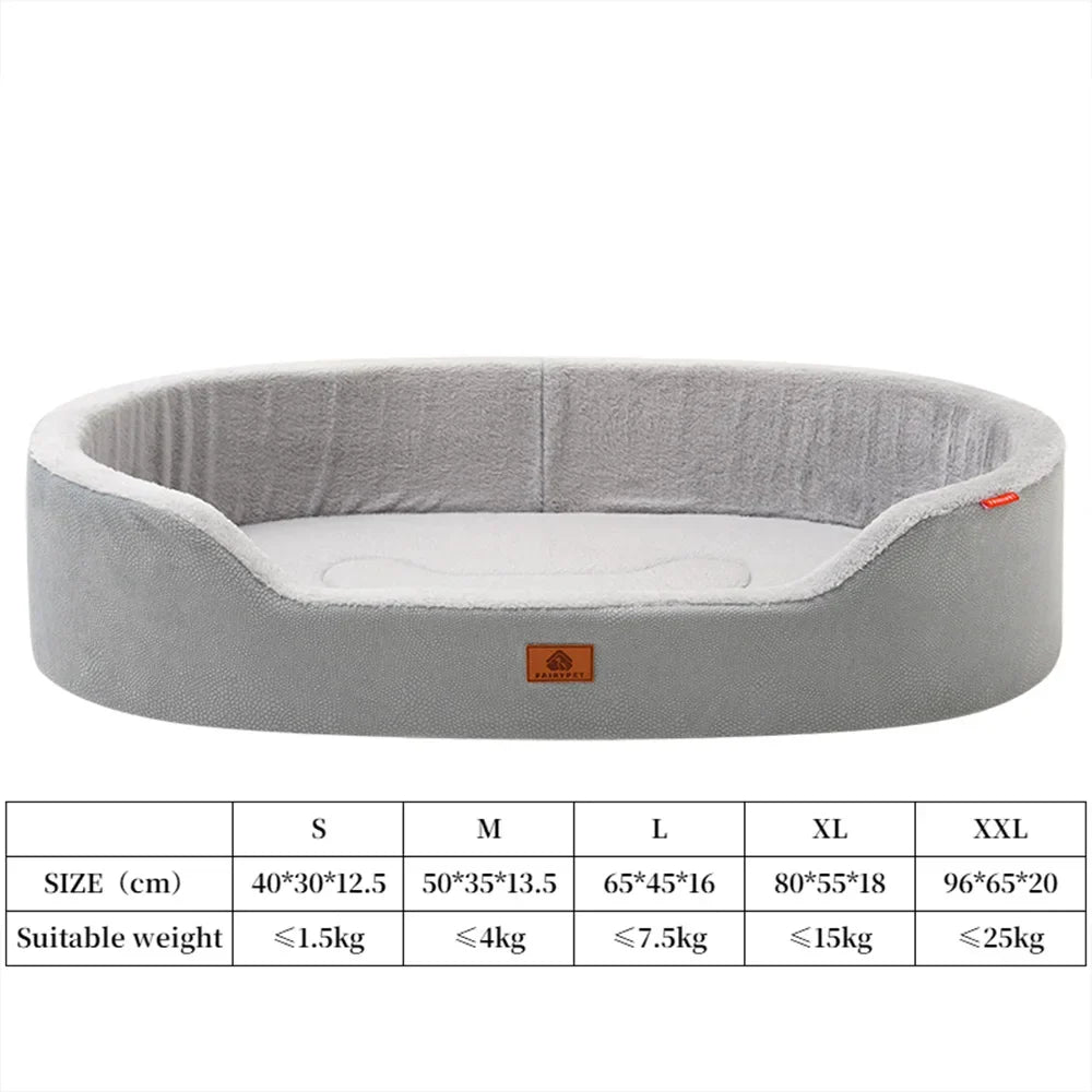 Orthopedic Waterproof Dog Couch Sofa Bed – Winter Warm Pet Bed for Small Medium & Large Dogs, Light Gray (S–XXL)