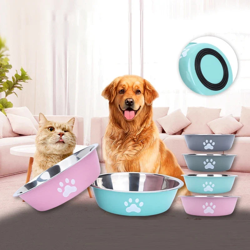 Stainless Steel Dog Pet Feeding Bowl Anti Slip Base