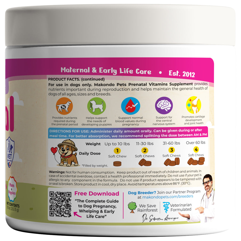 Dog Prenatal Vitamins | All Breeds | 120 Soft Chews