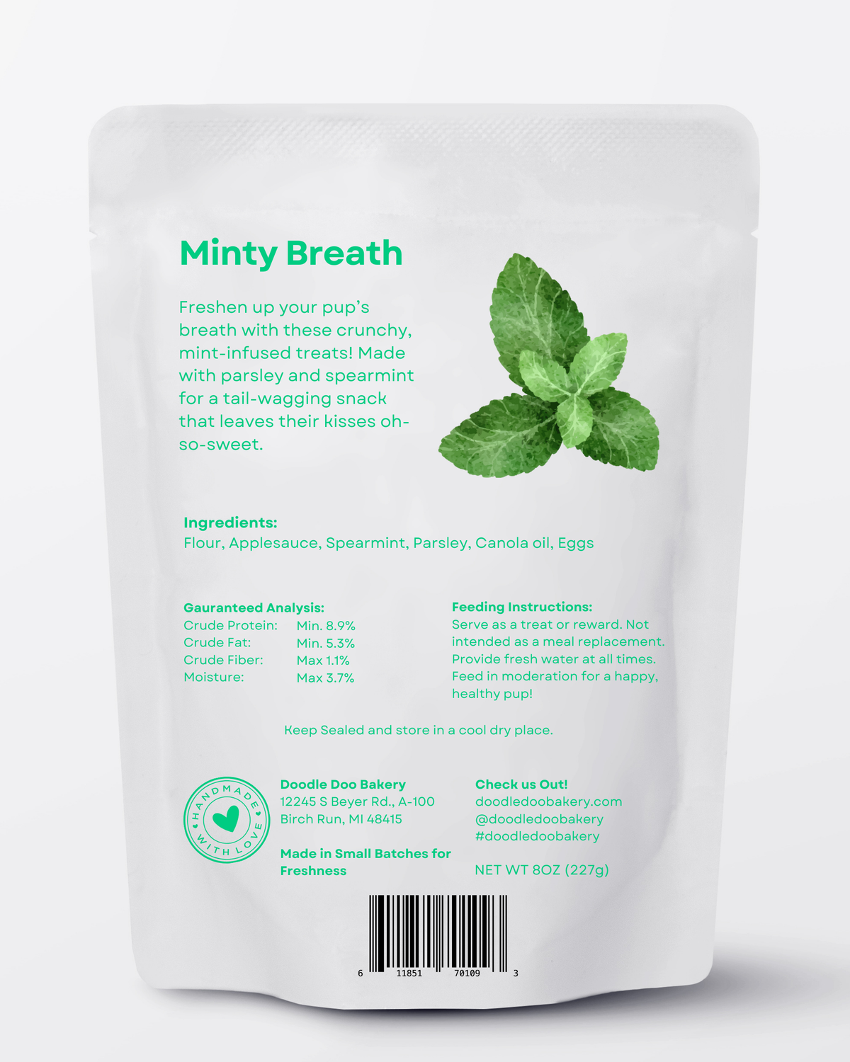 🍃Homemade Dog Treats - Minty Breath Blend Dog Snacks 1/2lb.