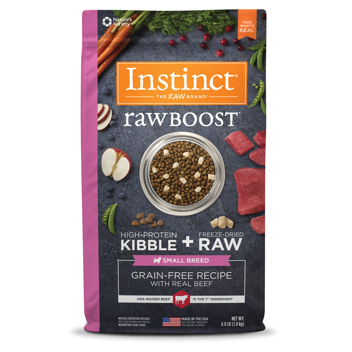 Instinct Raw Boost Adult Small Breed Grain Free Beef Dry Dog Food (3.5lb)