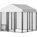PawHut 5.9' x 5.9' x 6' Outdoor Dog Kennel with Roof, Rotating & 4-Level Adjustable Bowls