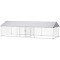 PawHut Two Room Outdoor Dog Kennel, Dog Run with Roof, Waterproof UV-Resistant Cover, Secure Lock, 19.7' x 7.5' x 5.2'